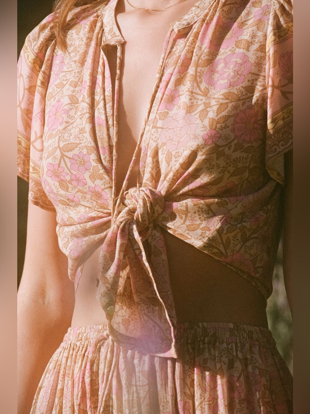 SPELL 🌾 $159 Love Story Short Sleeve Blouse 🍑 Peach Blossom 🌾 NWOT 🌸 SMALL - Picture 3 of 12